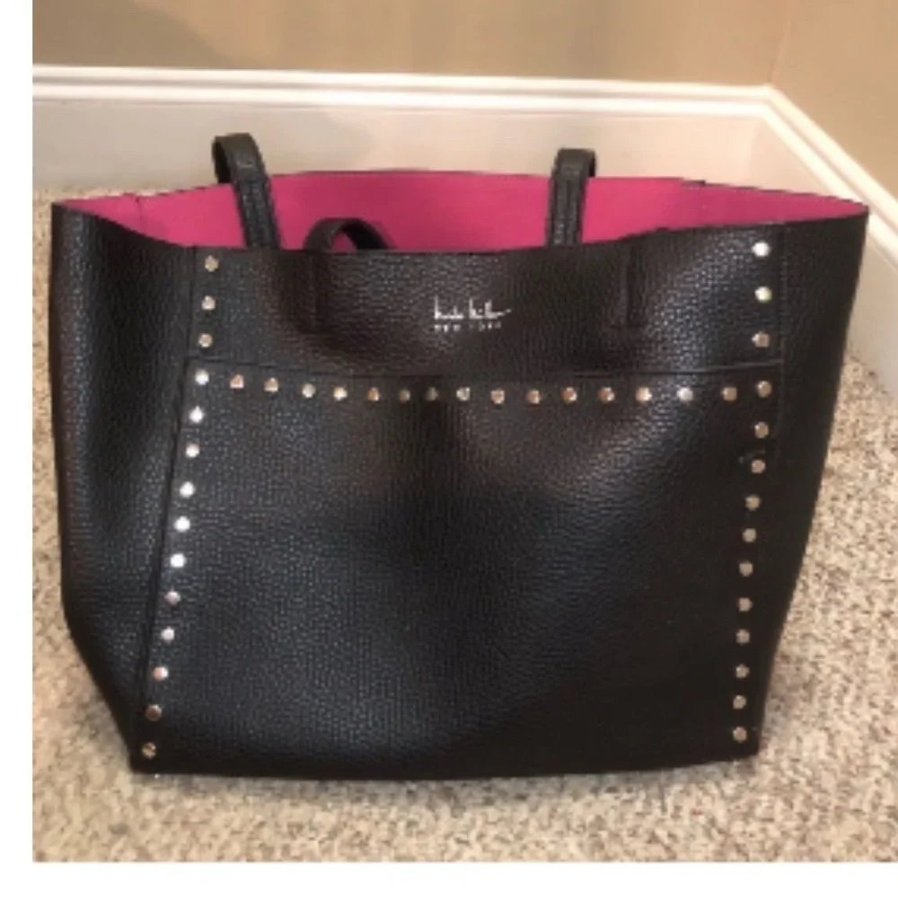 Nicole Miller New York Black Hudson Studded Tote Bag (060) - Picture 2 of 4